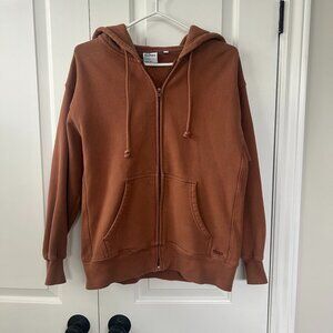 TNA Sweatfleece Cozy Fleece Zip Hoodie – XS – Rust Brown